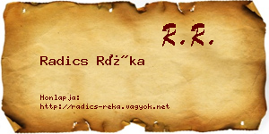 Radics Réka névjegykártya
